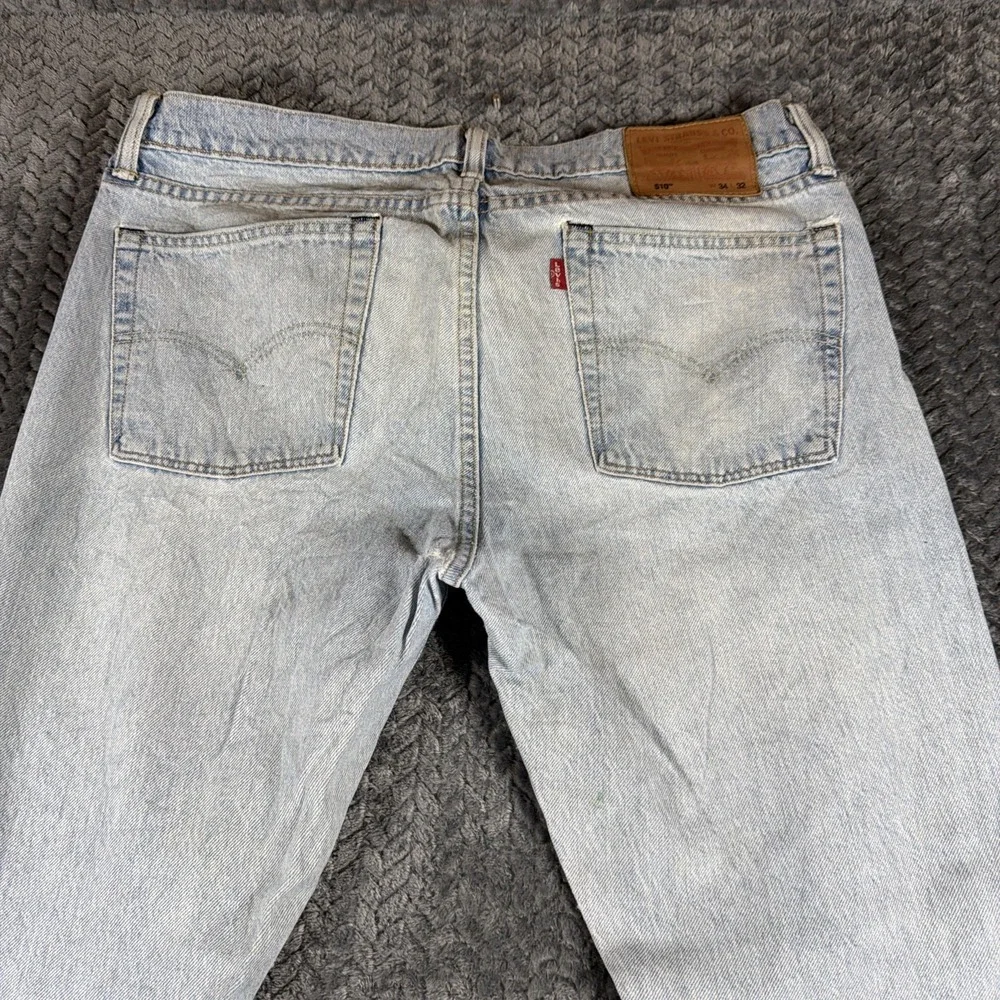 Levi's 510 Jeans Mens 34x32 Blue Light Wash Super Skinny Fit Straight Distressed